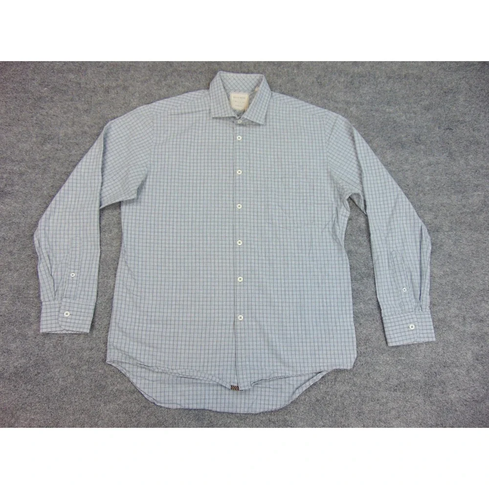 Billy Reid Shirt Mens Med Button Down Gray Plaid Standard‎ Cut